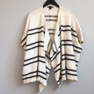 Black and White Stripe Knit Poncho